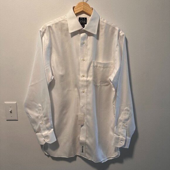 Jos. A. Bank Tailored Fit White Wedding Shirt | Herringbone | Size 15-33 | NWT - Picture 1 of 6